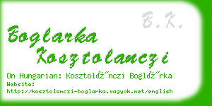 boglarka kosztolanczi business card